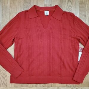 Cabi Red V-Neck Athena Pullover Sweater 4662 Size L Crimson
